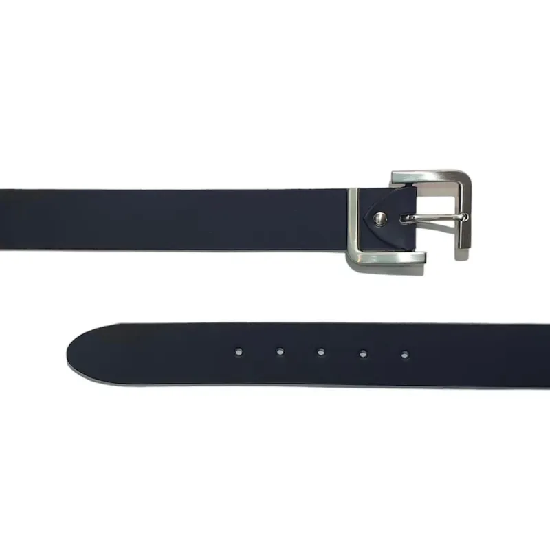 Hexagone Cuir L Alu ceinture cuir noir 4 cm