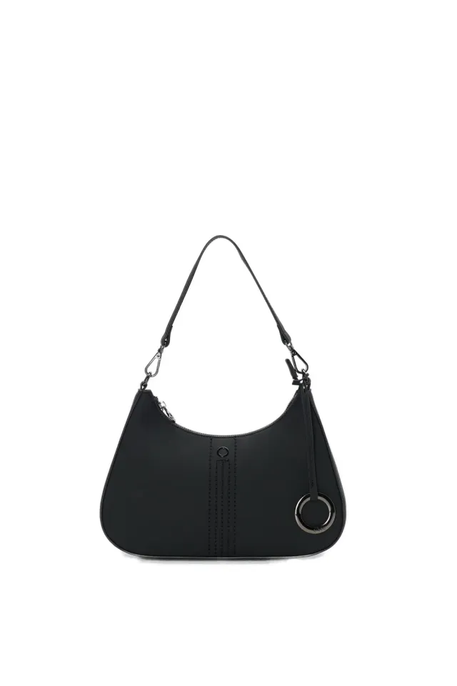 O bag Cortina sac épaule noir tissu gommé