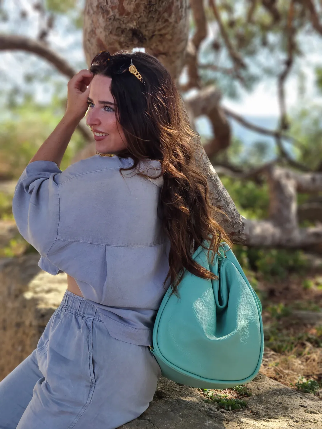 Hexagone Cuir Robot sac à dos cuir cognac