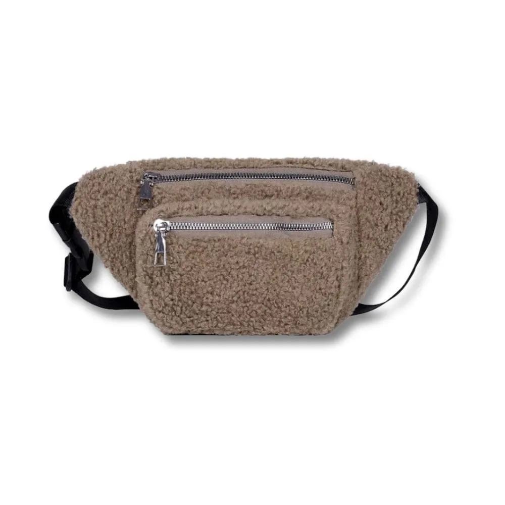 Maison Sacoches Naê Sac banane fourrure léopard marron