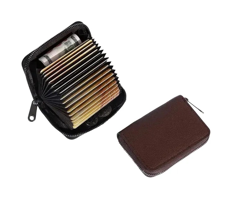 Mon Sacoche Zippé Porte Cartes Marron 11 Compartiments