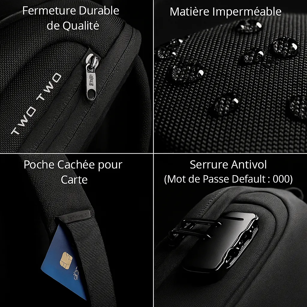 Maison Sacoches Eddy sacoche bandoulière USB noire