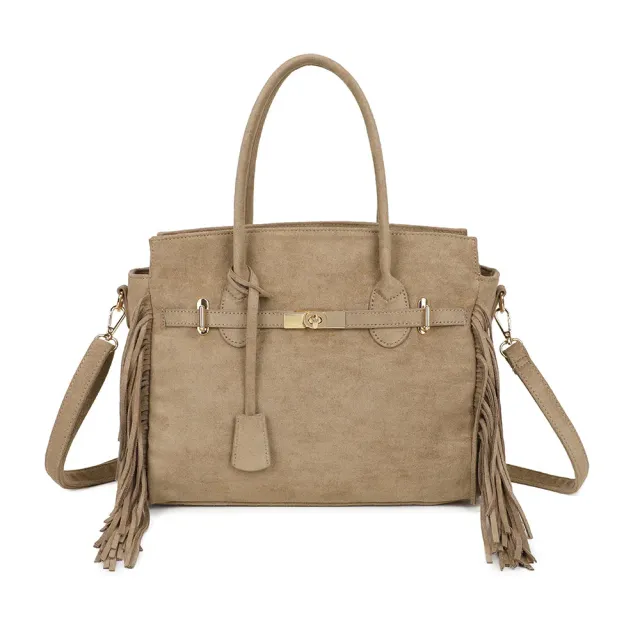 Gallantry Paris Nacara sac à main franges taupe foncé