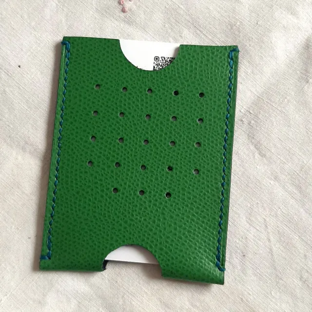 Atelier Anne R Minimaliste porte-carte cuir vert Epsom