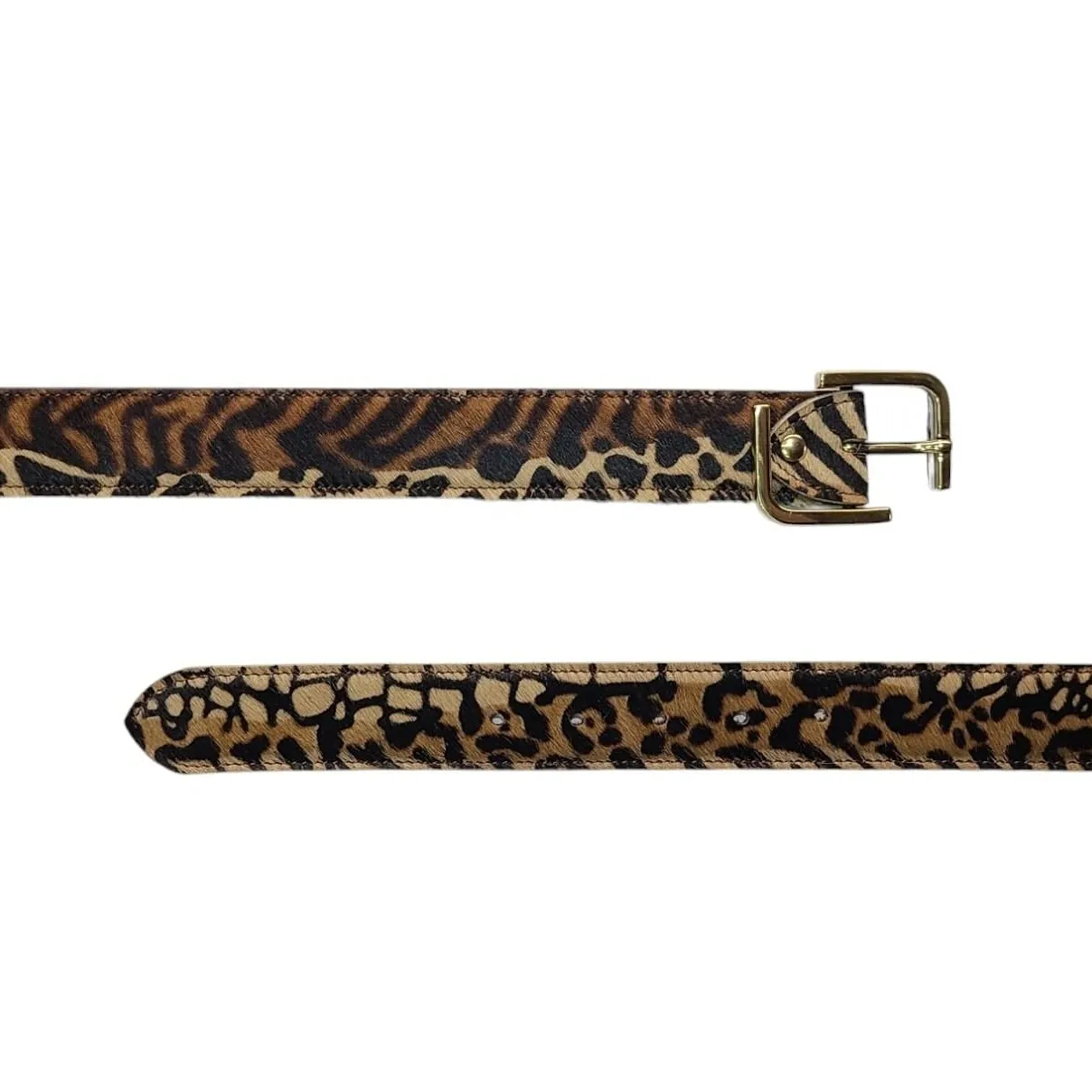 Hexagone Cuir Animal's ceinture cuir camel noir