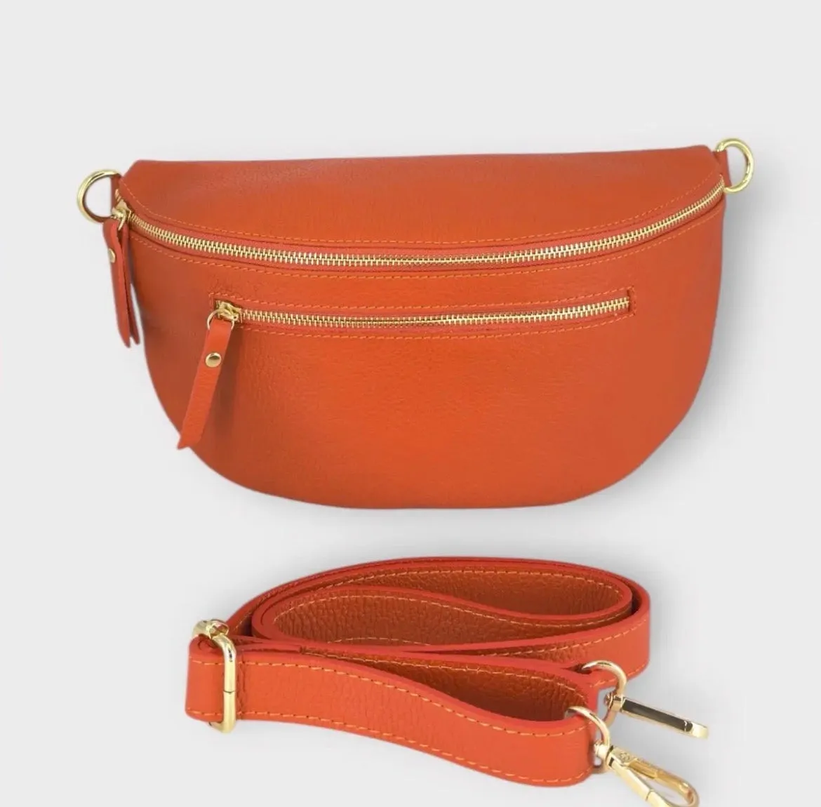 Hexagone Cuir Grande Banane sac banane 3 zips