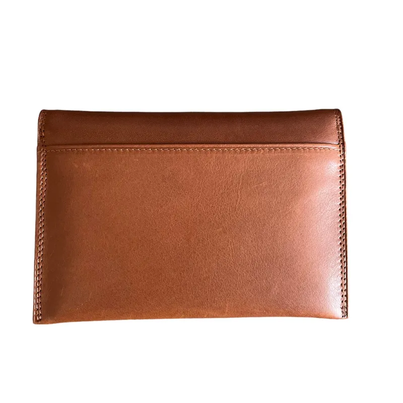 Hexagone Cuir Enveloppe pochette cuir orange
