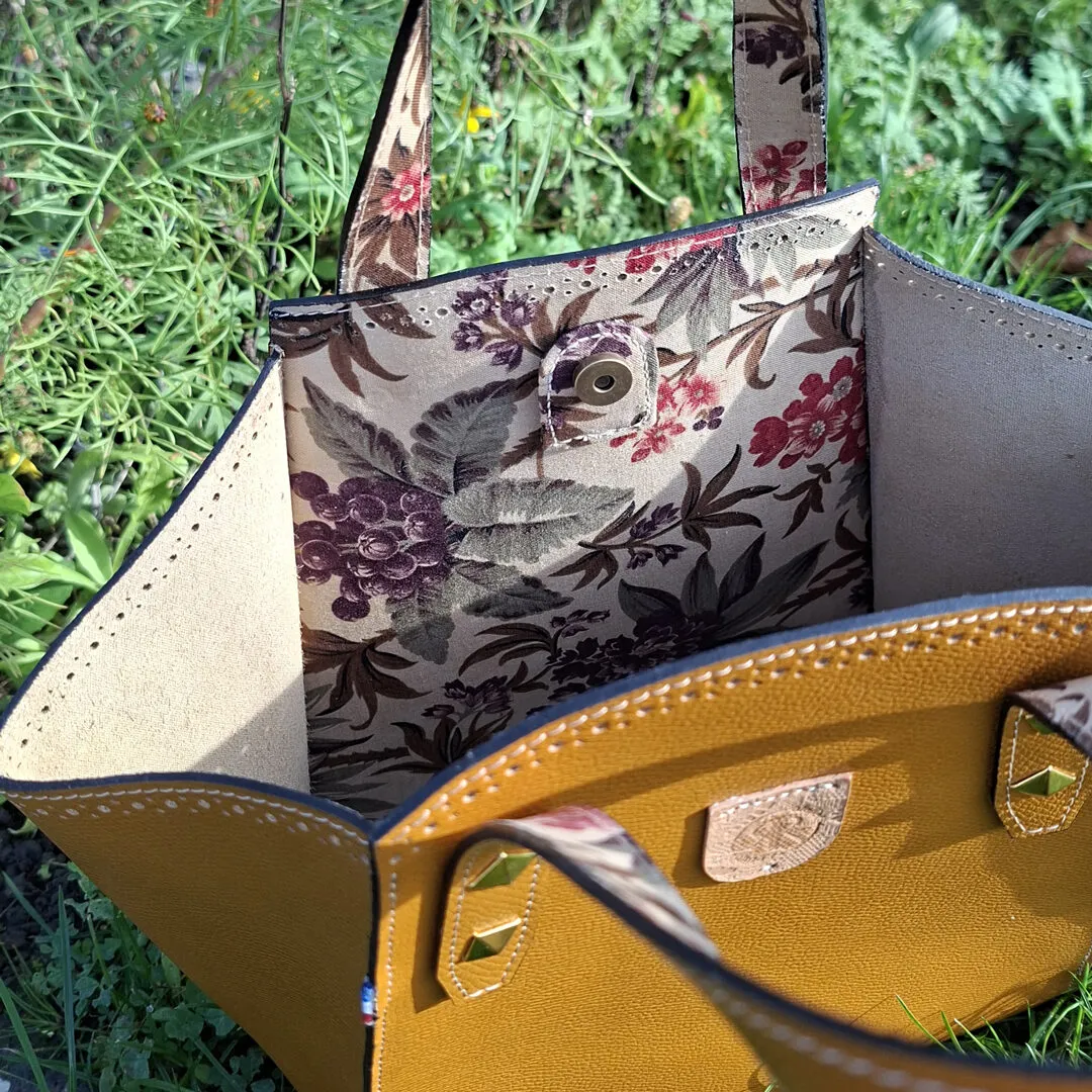 Atelier Anne R sac cabas cuir Epsom moutarde doublé