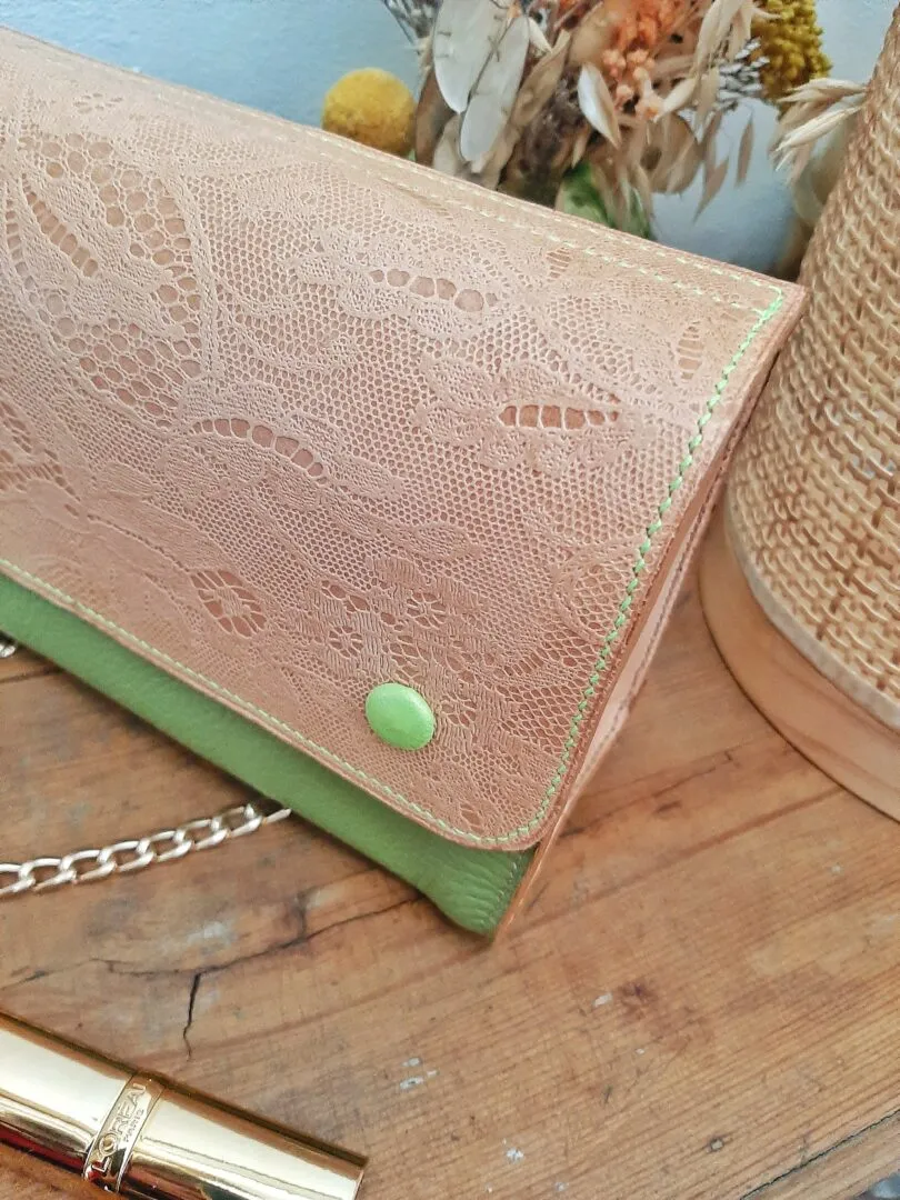 Atelier Anne R Cartouchière sac bandoulière cuir nacré