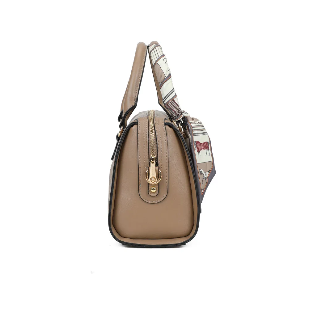 Gallantry Mazarine sac à main Taupe foncé foulard