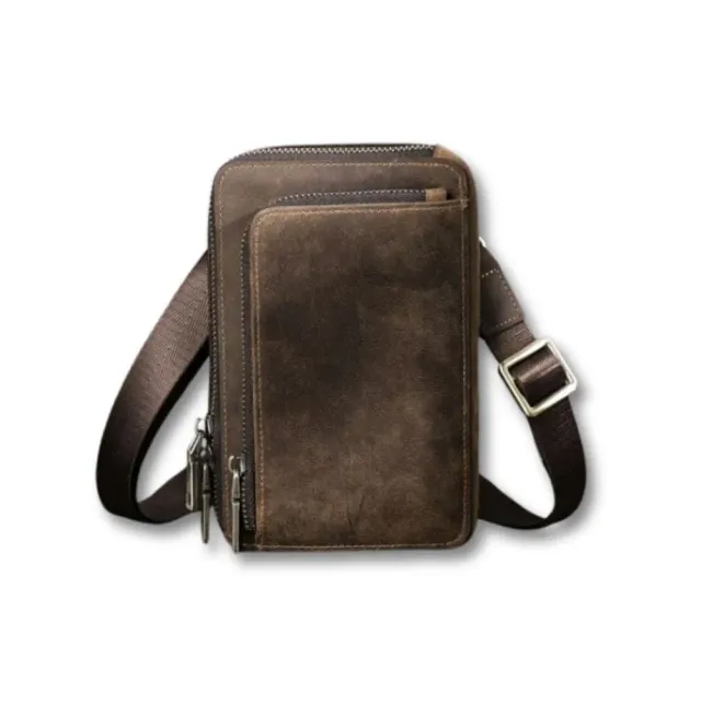 Maison Sacoches Erynd petite sacoche homme café cuir