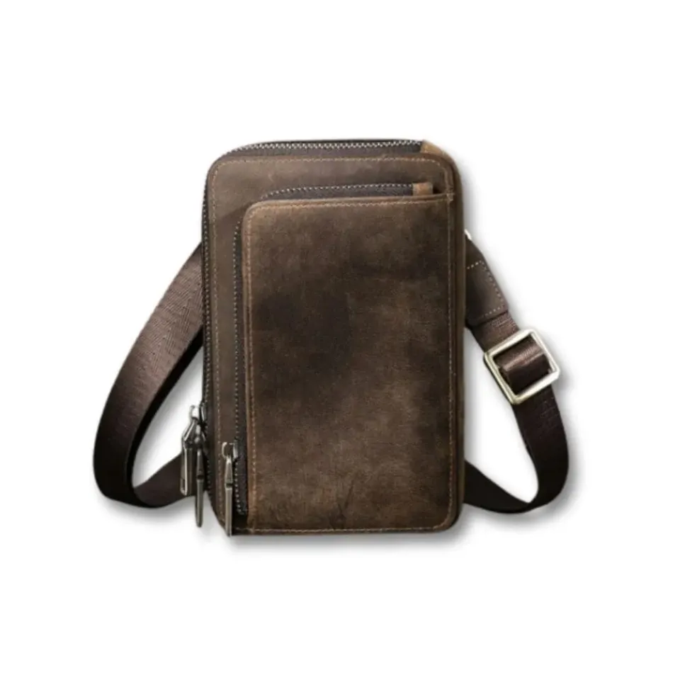Maison Sacoches Erynd petite sacoche homme café cuir