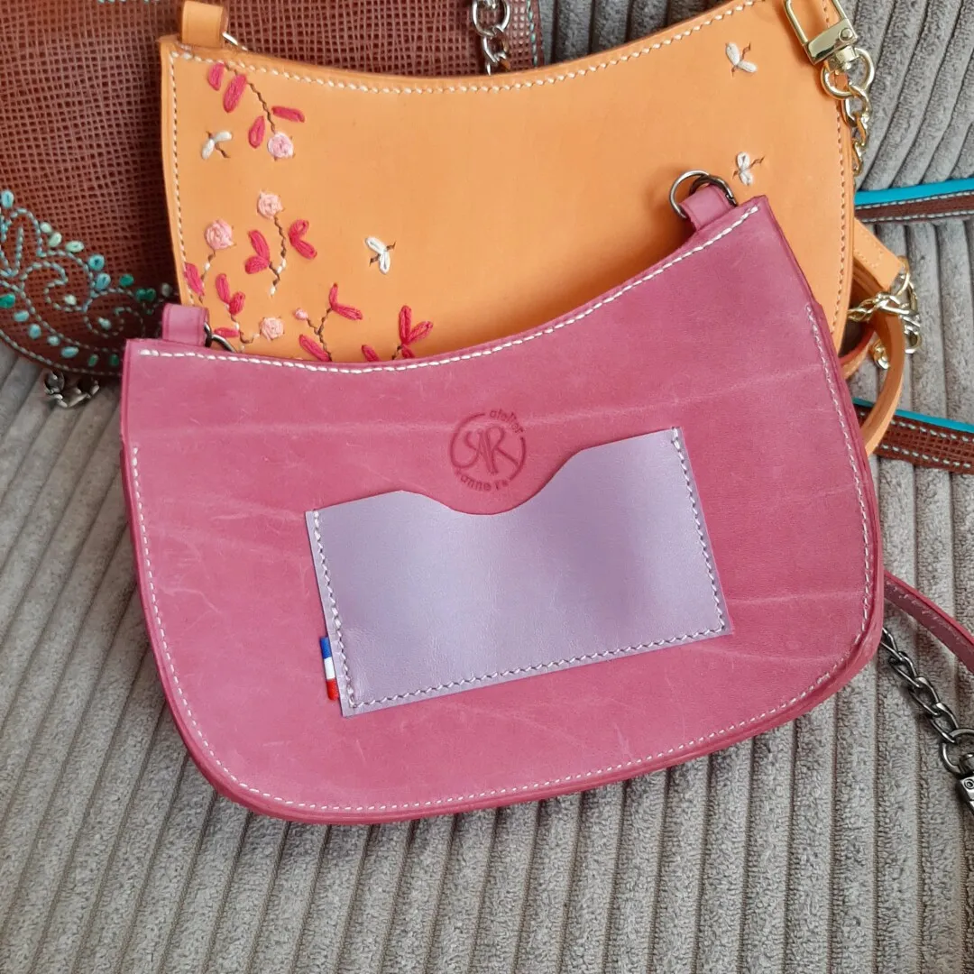 Atelier Anne R Adoré petit sac cuir rose poudré pièce unique