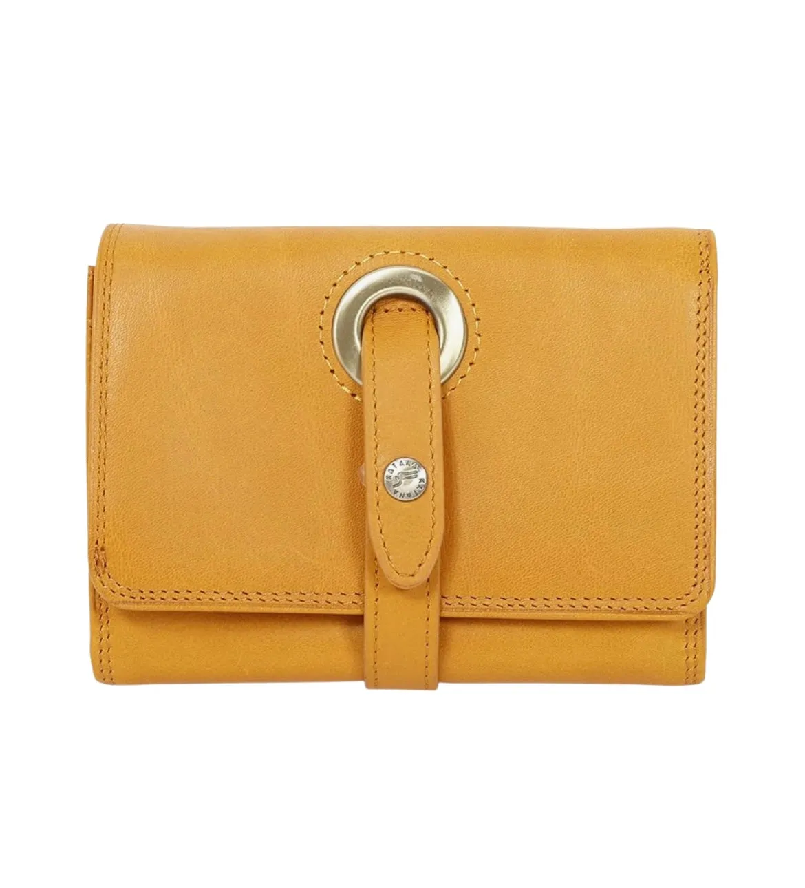 Hexagone Cuir Petit Oeillet portefeuille cuir cognac