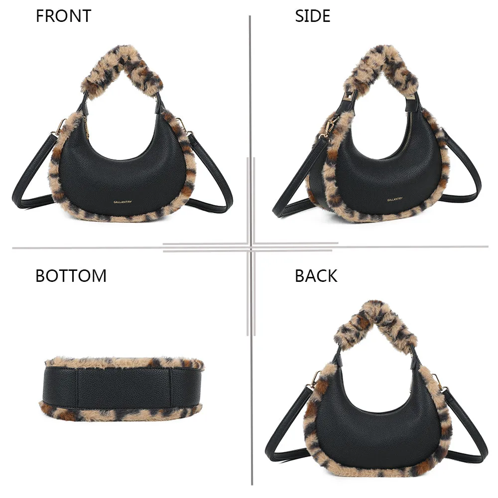 Gallantry Hanae Féline sac demi-lune noir léopard