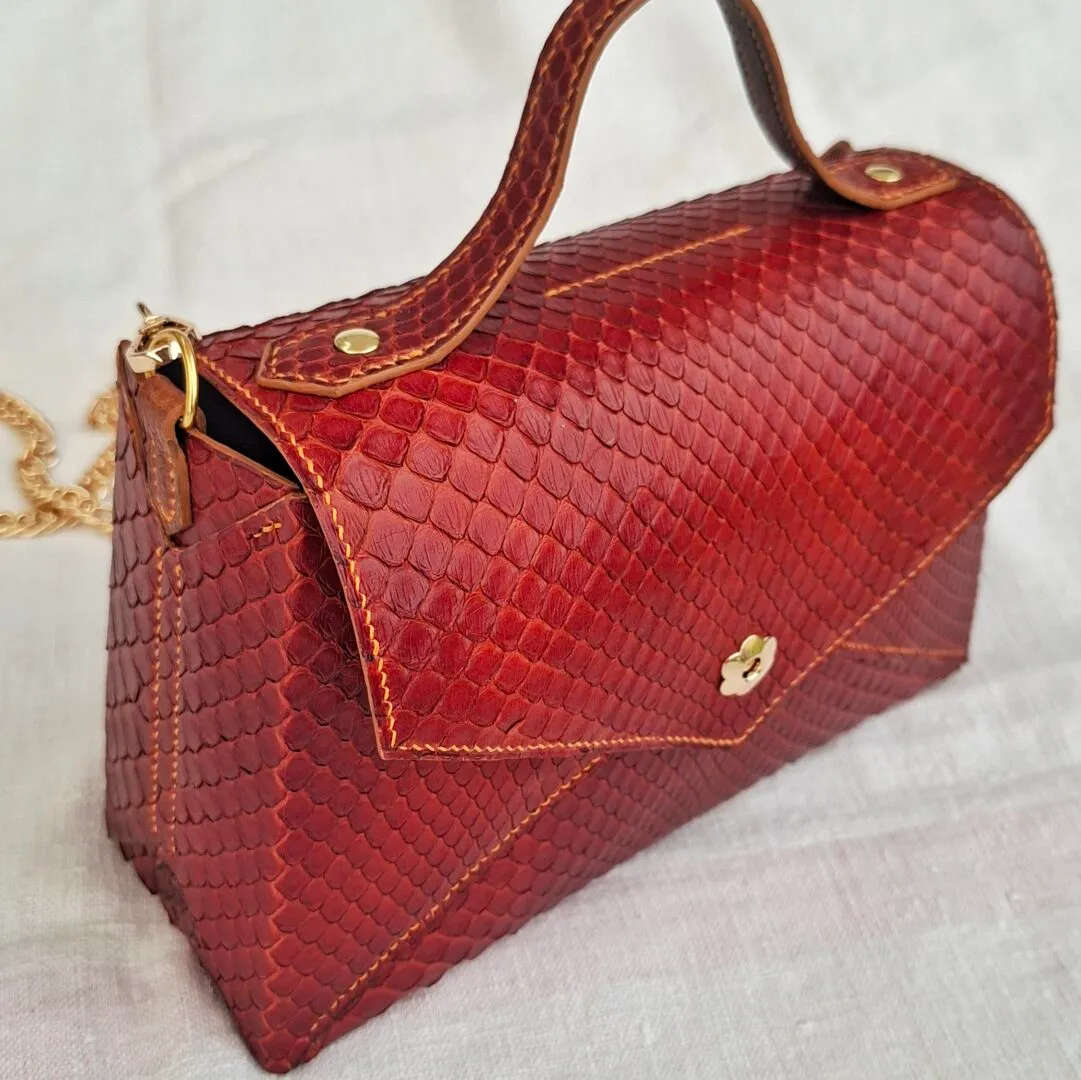 Atelier Anne R python acajou sac à main cuir exotique