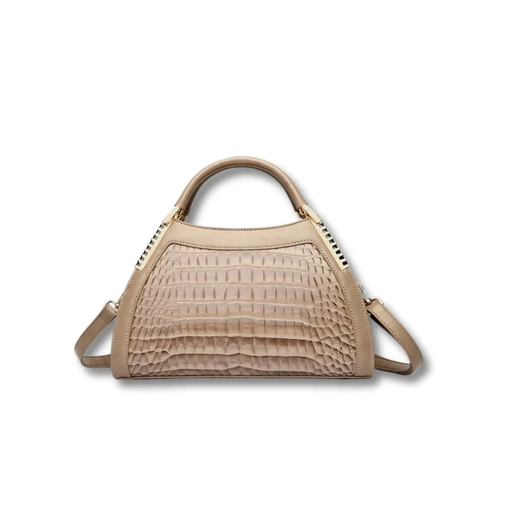 Maison Sacoches Alba sac à main luxe noir croco brillant