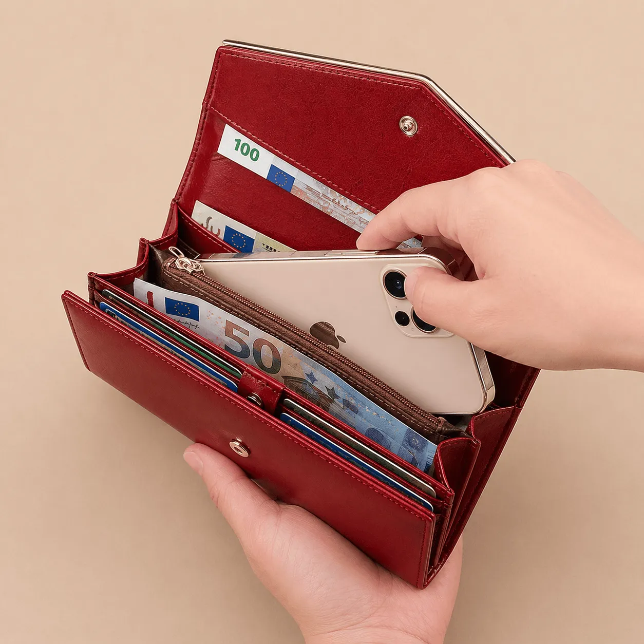 Maison Sacoches Selia porte-monnaie femme rouge cuir