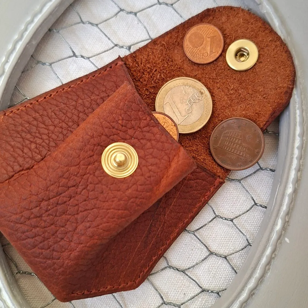 Atelier Anne R porte-monnaie cuir marron pull-up