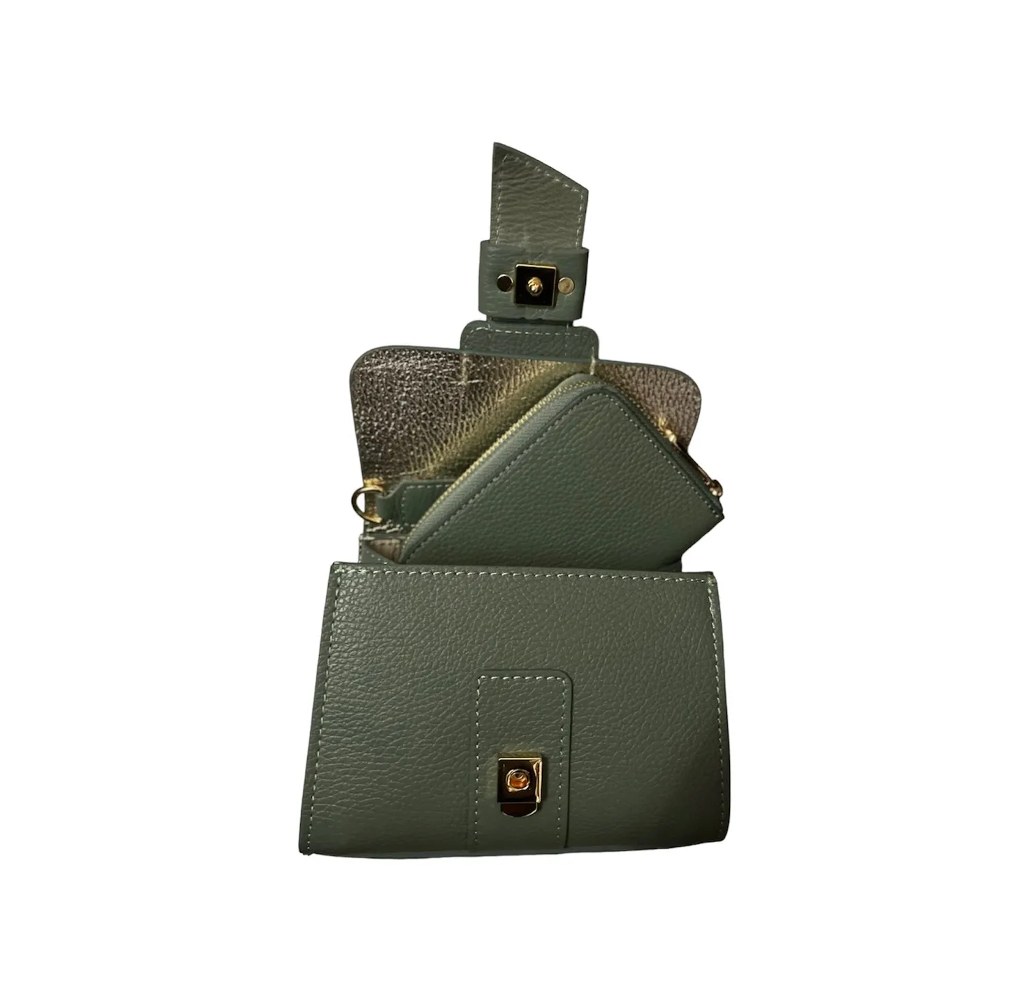Hexagone Cuir PF Grainé portefeuille cuir Doré zippé