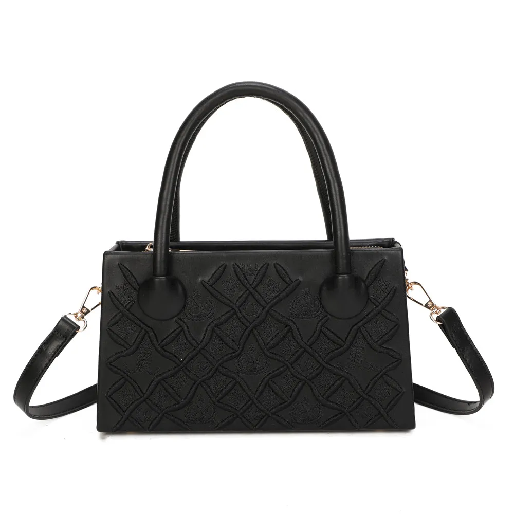 Gallantry Sienna sac à main noir motif embossé