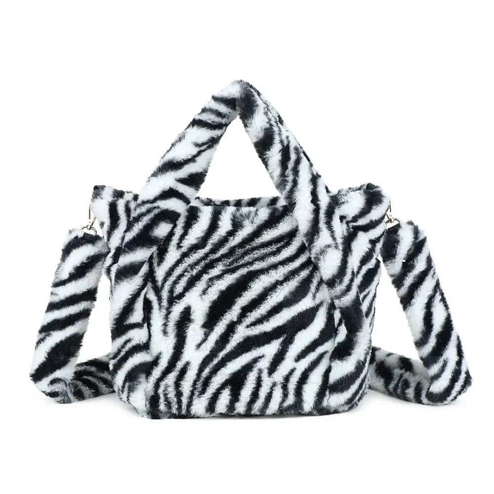 Gallantry Paris Léona Douceur cabas fourrure zèbre peluche