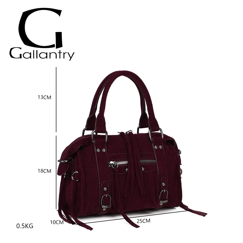 Gallantry La Vinoria sac à main bordeaux velours côtelé