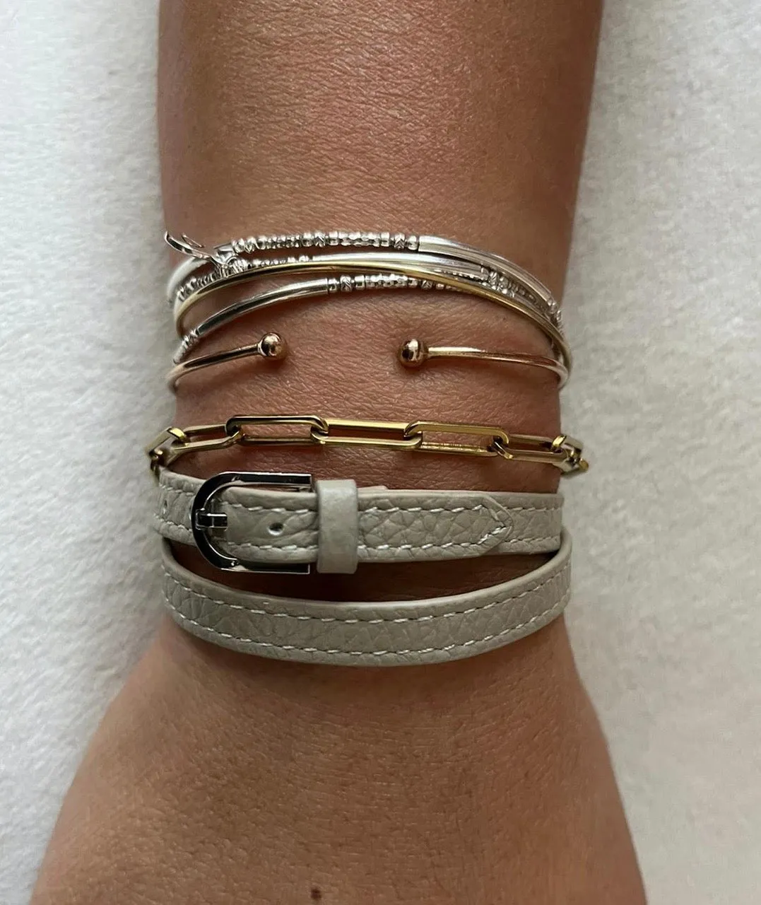 Hexagone Cuir Twins bracelet cuir double tour noir réglable