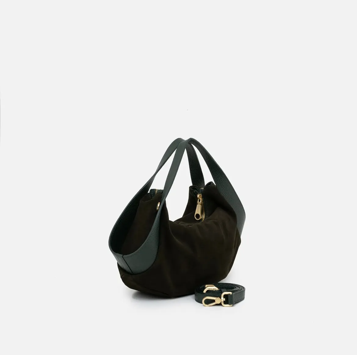 Hexagone Cuir Pauletti sac cuir noir daim