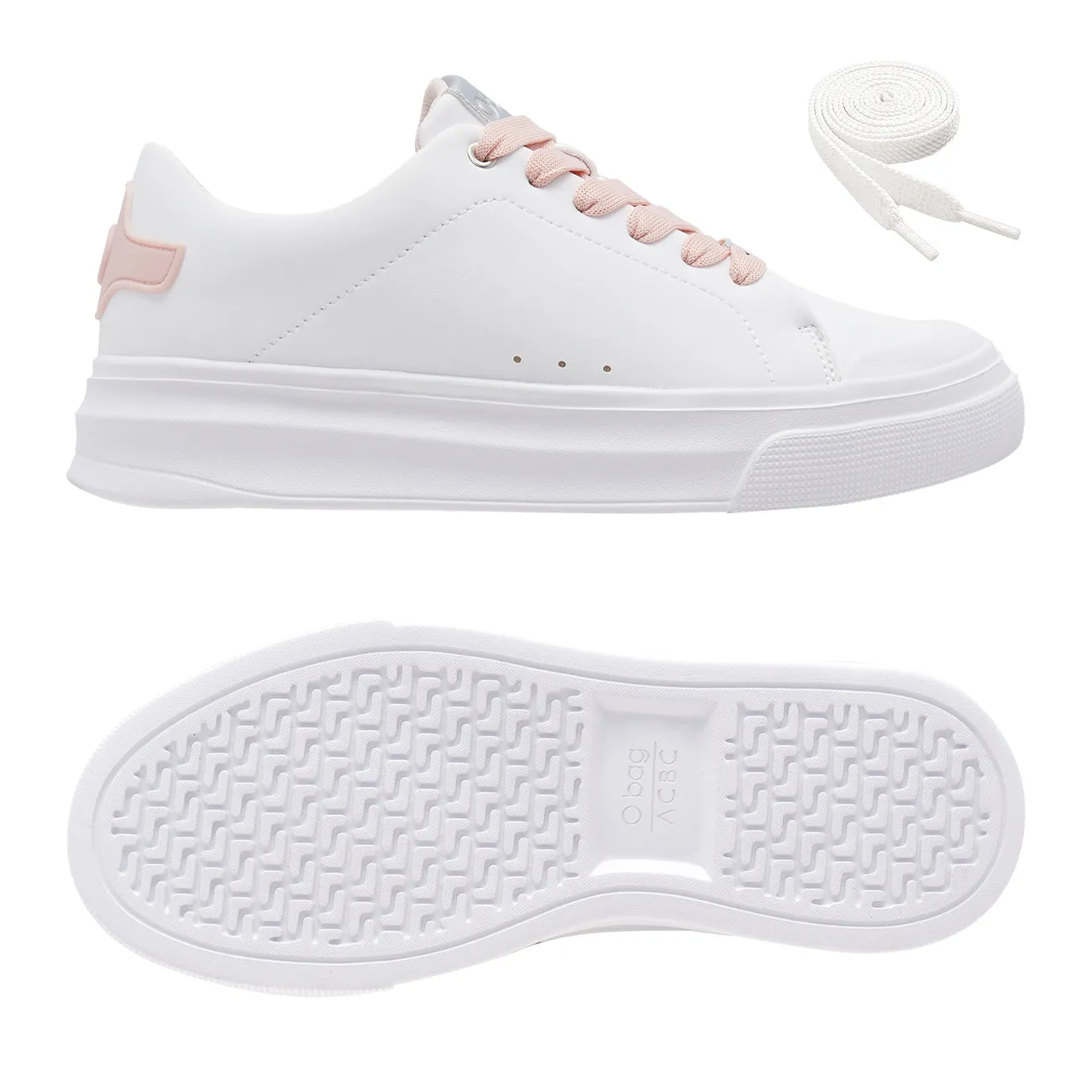 O bag sneakers femme blanc blush recyclées