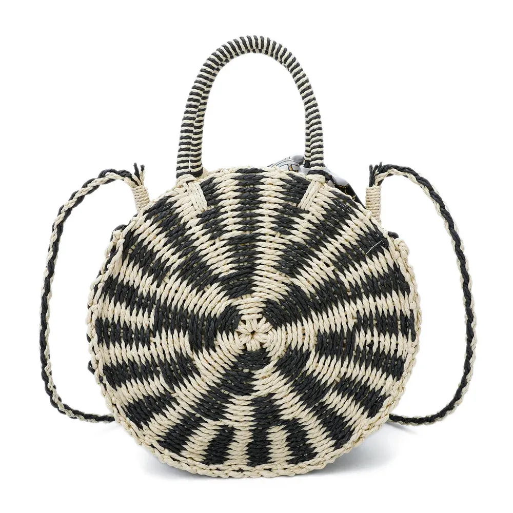 Gallantry Paris Zéphyr sac rond noir/beige tressé