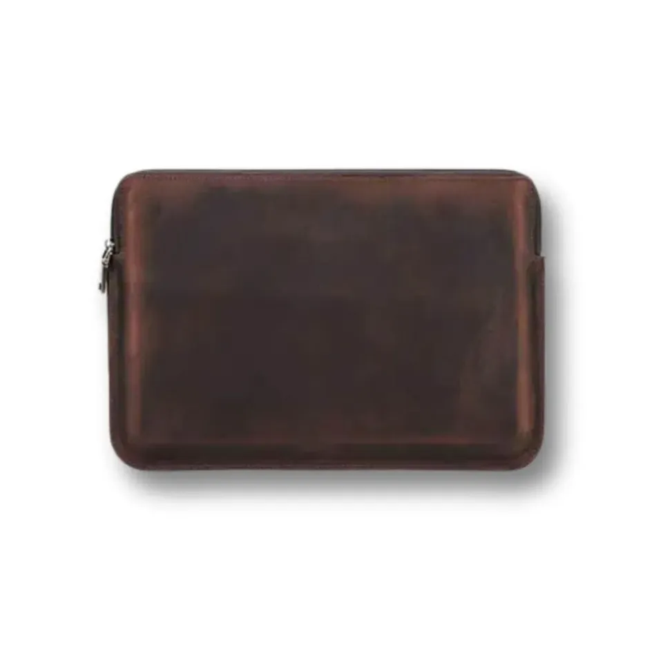 Maison Sacoches Jarven Housse PC Cuir Marron 15 Pouces Veritable