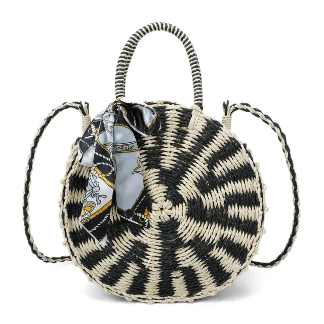 Gallantry Paris Zéphyr sac rond noir/beige tressé