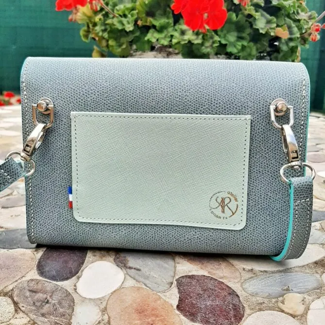Atelier Anne R Cartouchière sac cuir bleu jean pailleté
