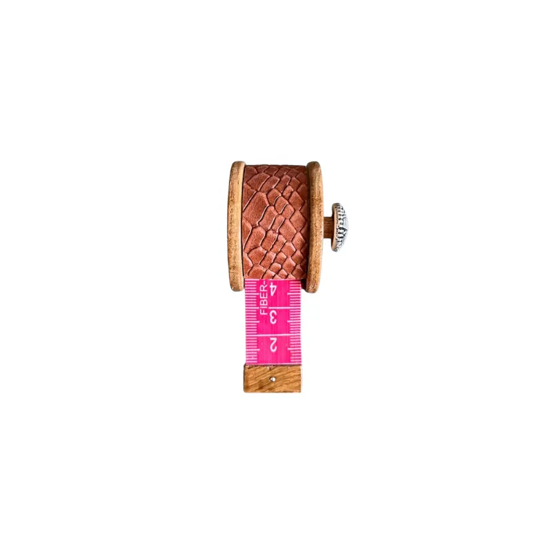 Hexagone Cuir Mètre Ruban cuir bois orange 4,5 cm