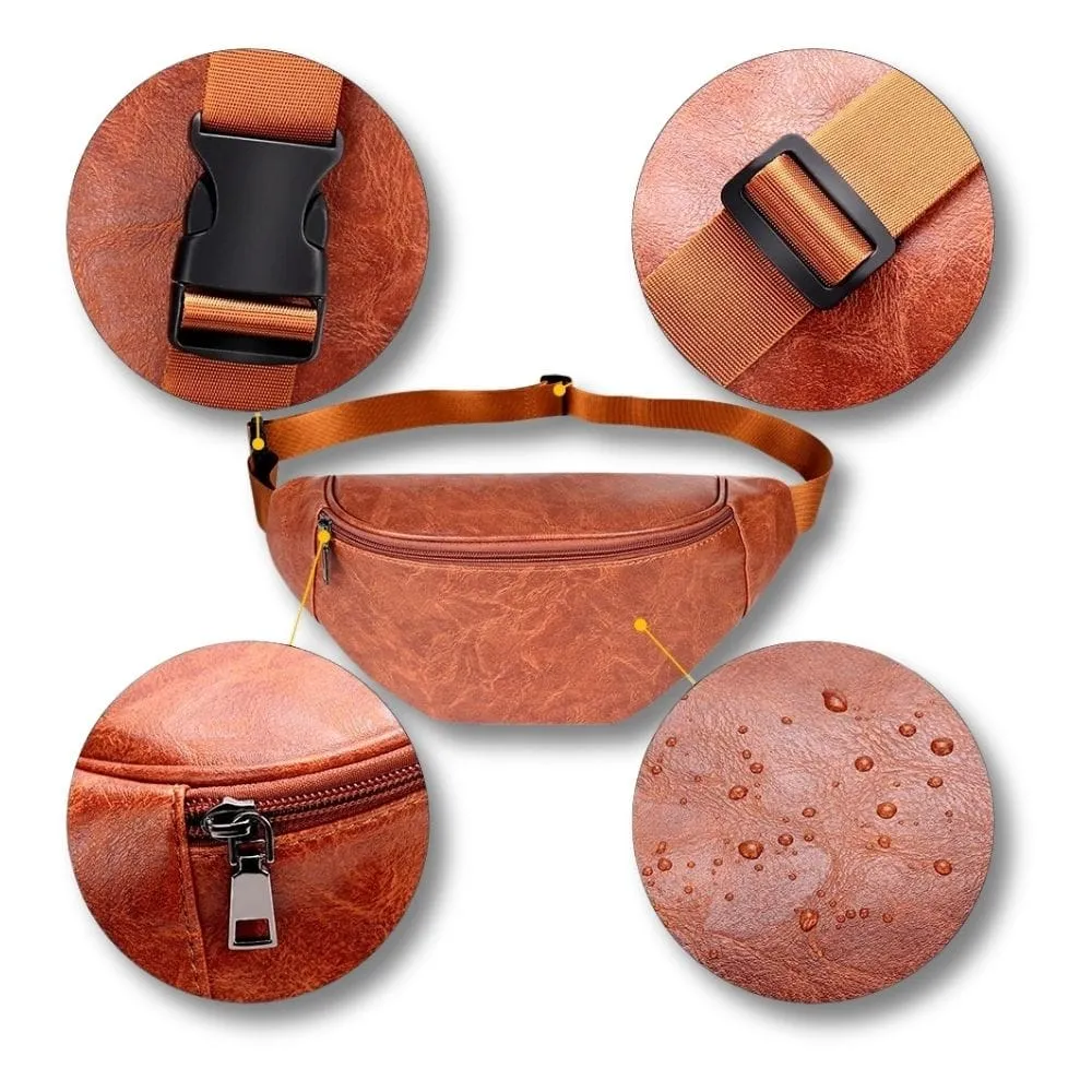 Maison Sacoches Elio sac banane cuir marron