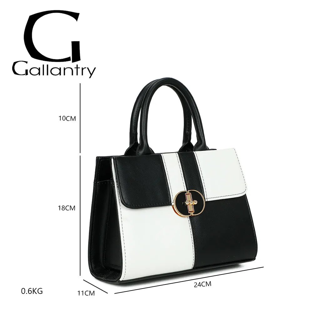 Gallantry Cléa Noir/Blanc sac à main bicolore fermoir doré