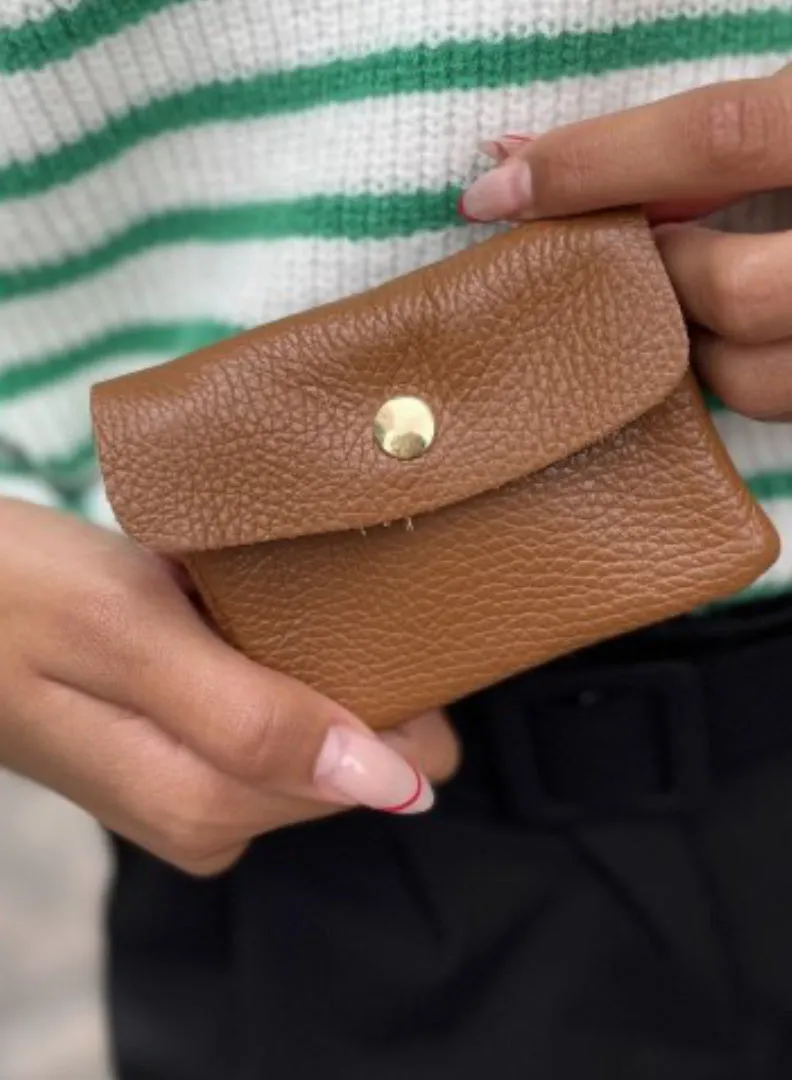 Hexagone Cuir PM Agnès porte-monnaie cuir cognac compact