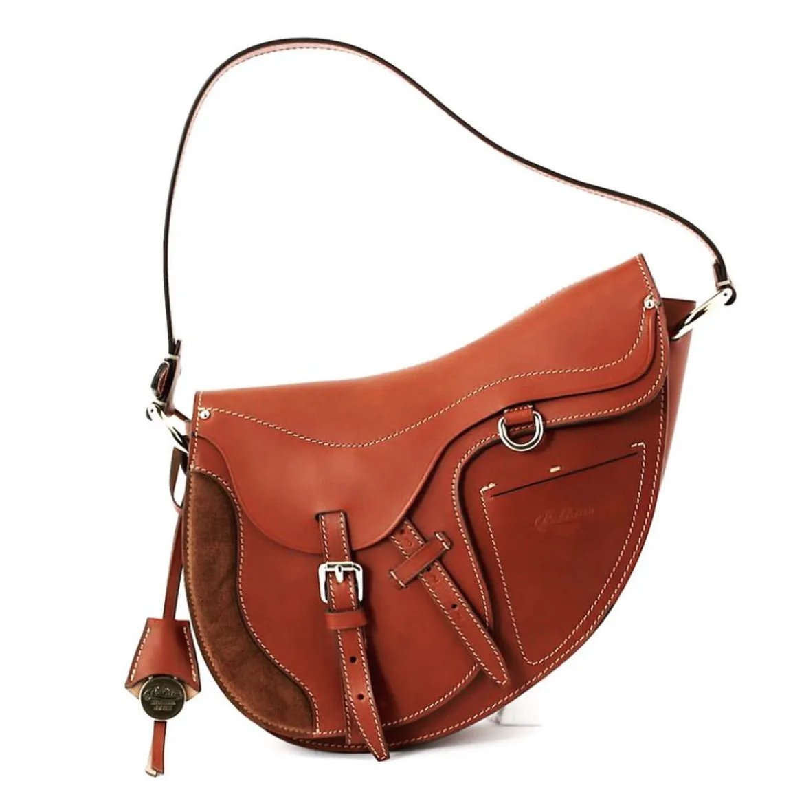 Hexagone Cuir Sellerie sac cuir cognac