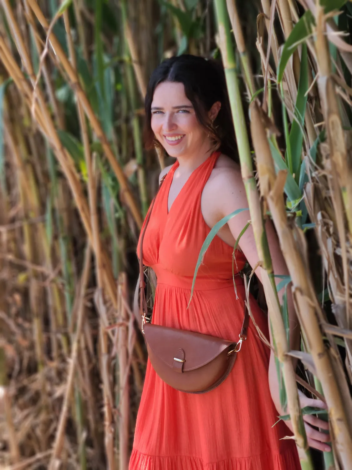 Hexagone Cuir Soleil sac à main cuir marron tannage végétal