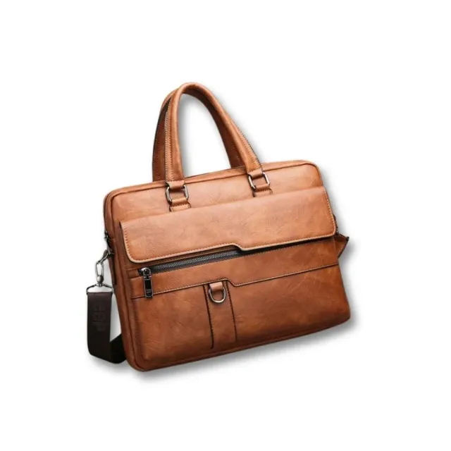 Maison Sacoches Calenor cartable cuir marron 14 pouces