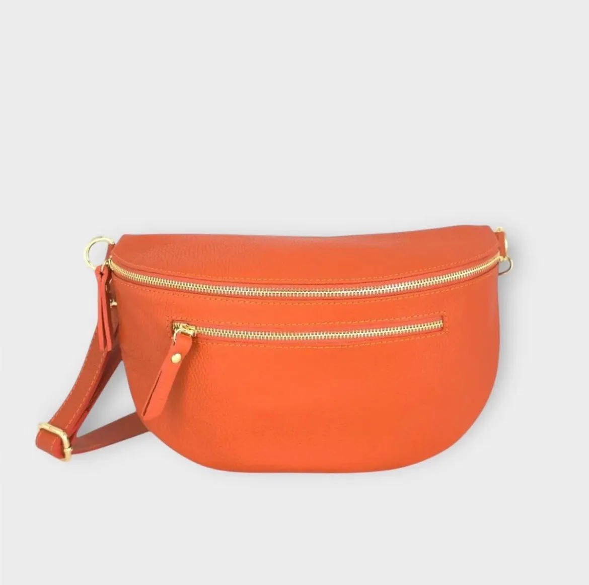 Hexagone Cuir Grande Banane sac banane 3 zips
