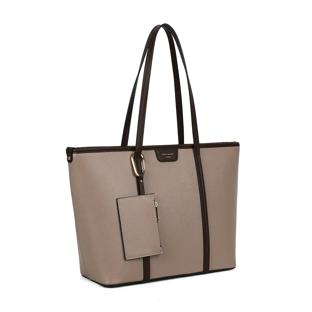 Gallantry Paris Aveline sac cabas zippé Taupe Coffee pochette