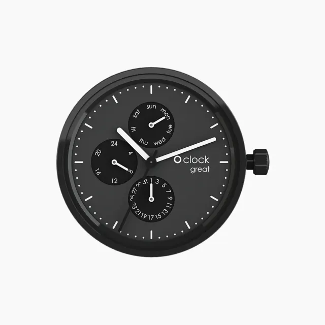 O bag O Clock Great mécanisme date noir ton sur ton