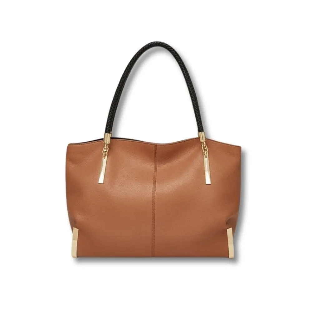 Maison Sacoches Aurore sac à main cuir noir anses tressées