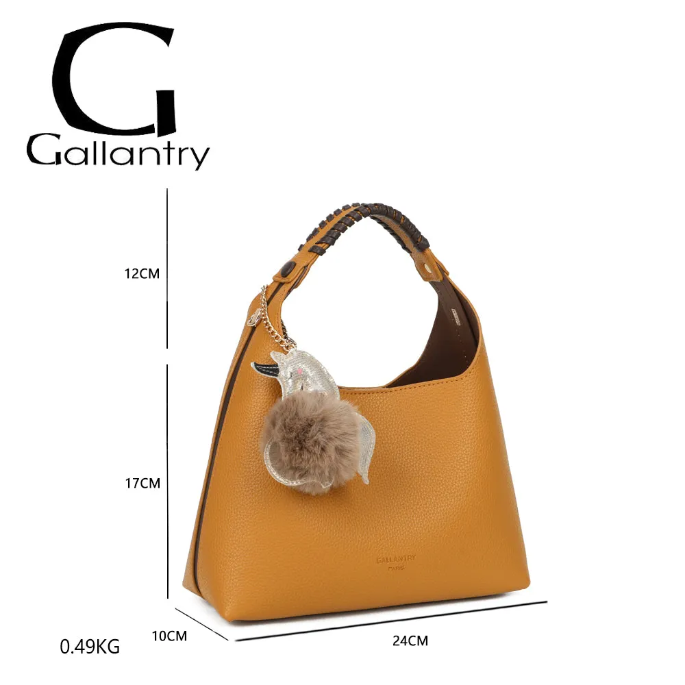 Gallantry Paris La Novelle sac à main noir tressé pompon