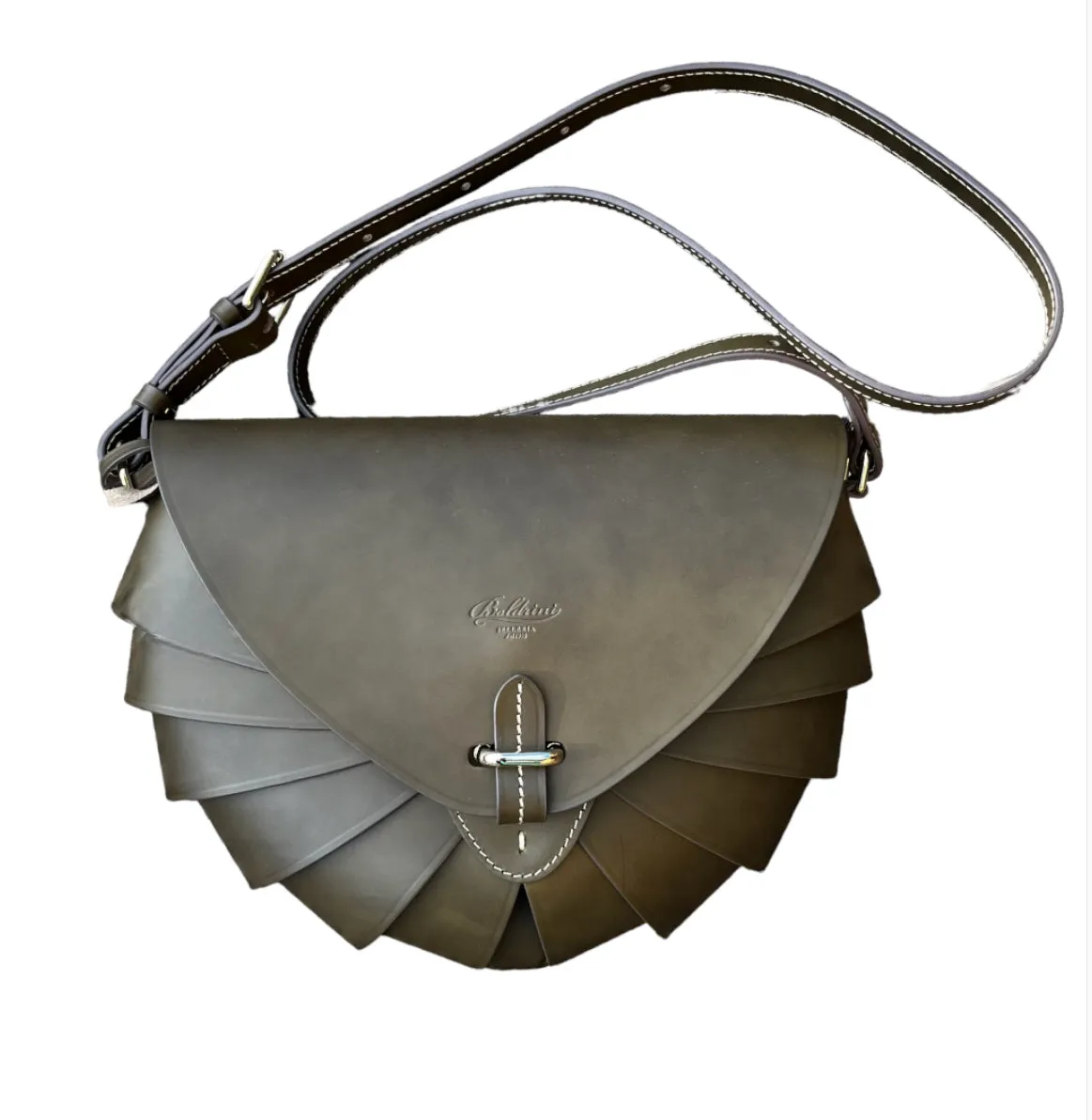 Hexagone Cuir Coquillage sac bandoulière cuir Rouge