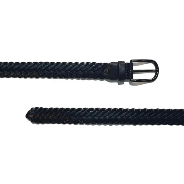 Hexagone Cuir Tracy Fine ceinture cuir tressé Noir 85 cm