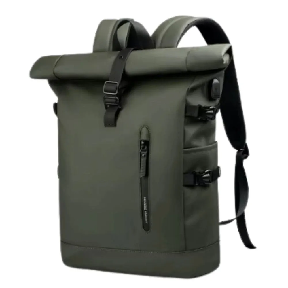 Mon Sacoche Sac à Dos Étanche Vert Fermeture Roulée