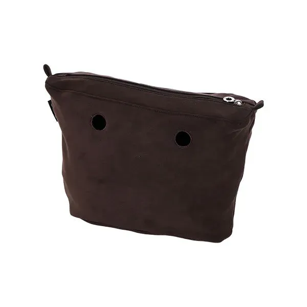 O bag Mini sacca pochette daim marron zippée